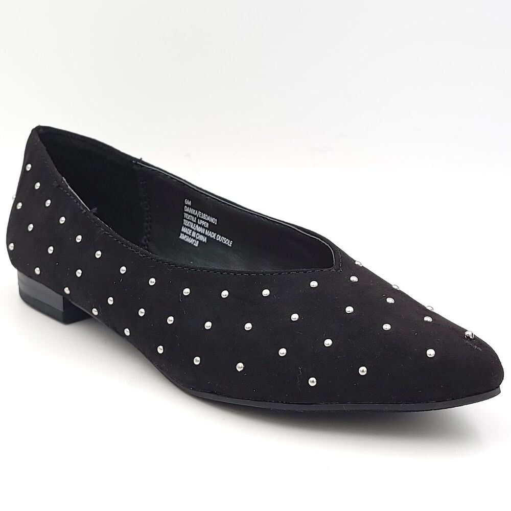 Esprit Women Danika Slip On Pointed Toe Studded Ballet Flats Size US 6 Black